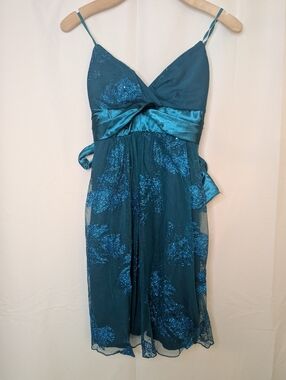 Ruby Rox Teal Blue Sparkle Mini Dress